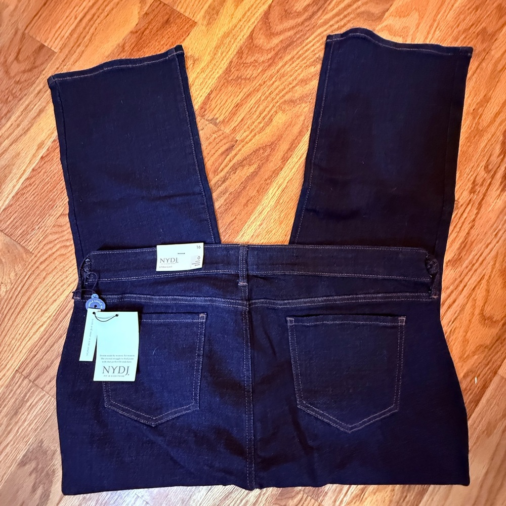 NYDJ High Rise Button Fly Jeans in Deep Blue - Picture 2 of 9